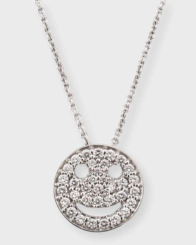 Talisman 18K White Gold Diamond Smile Pendant Necklace